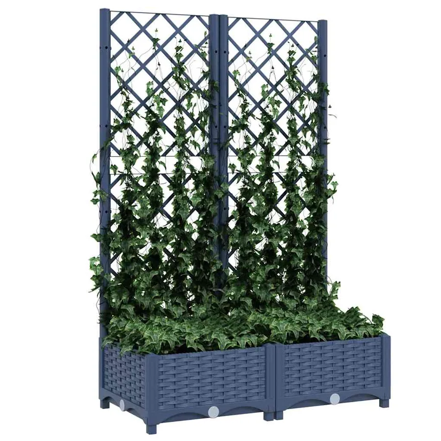 Jardinière de jardin avec treillis Bleu Gris 80x40x121,5 cm PP - 7