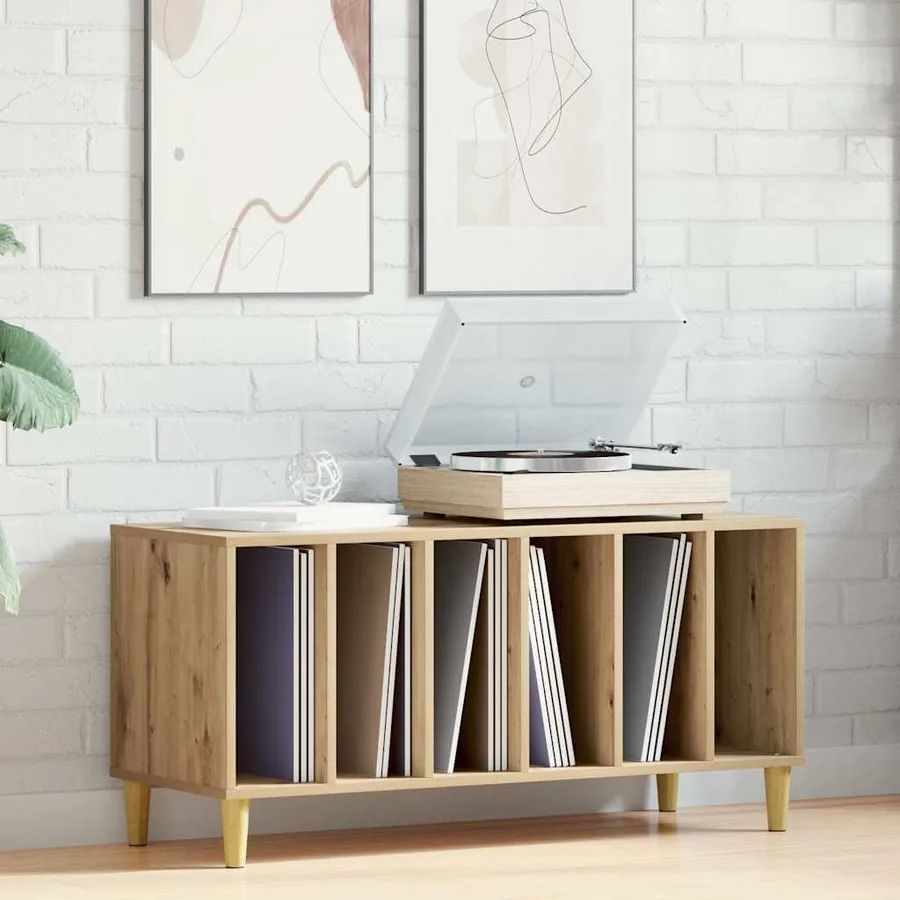 Armoire à disques chêne artisanal 100x38x48cm bois d'ingénierie - 3