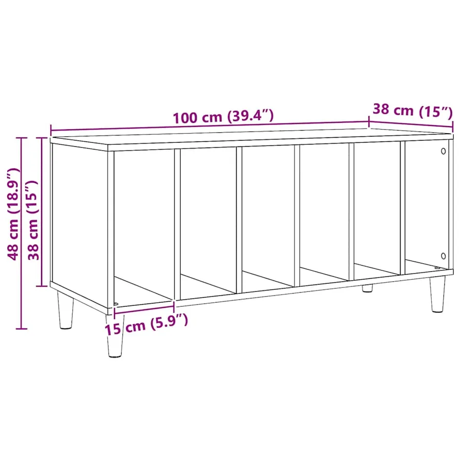 Armoire à disques chêne artisanal 100x38x48cm bois d'ingénierie - 9