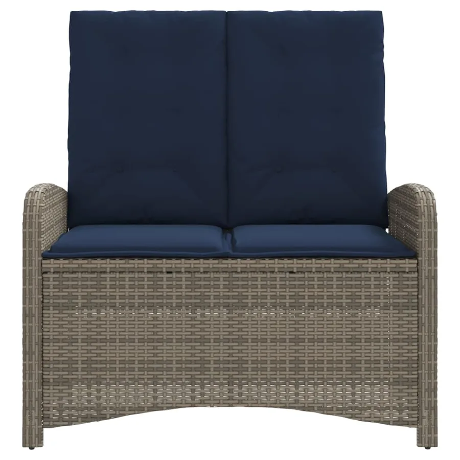 Banc inclinable de jardin avec coussins gris résine tressée - 3
