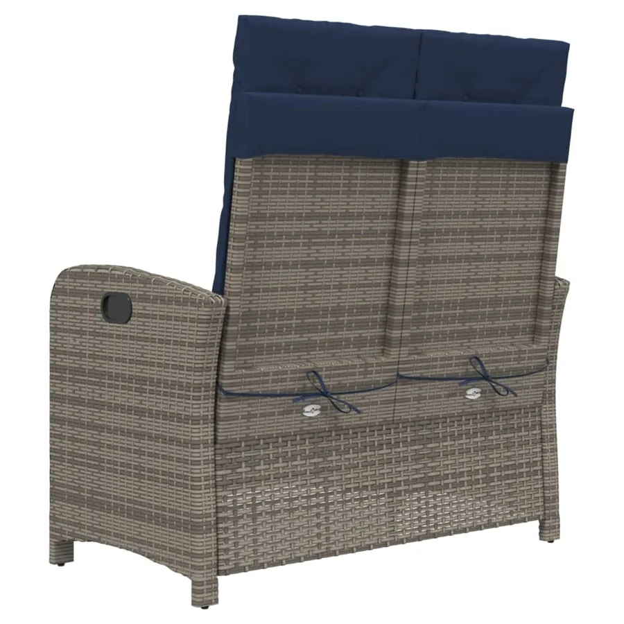 Banc inclinable de jardin avec coussins gris résine tressée - 5
