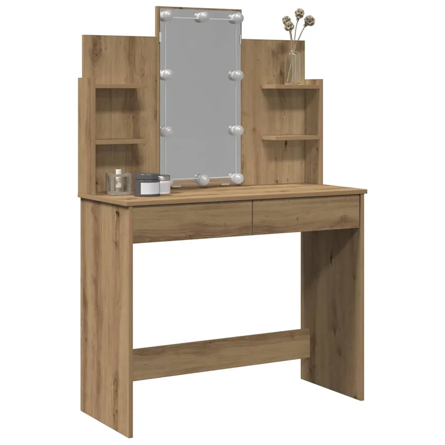 Coiffeuse avec lumières LED chêne artisanal 96x40x142 cm - 4