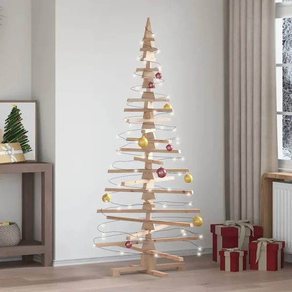 Arbre de Noël en bois pour décoration 180 cm bois massif de pin