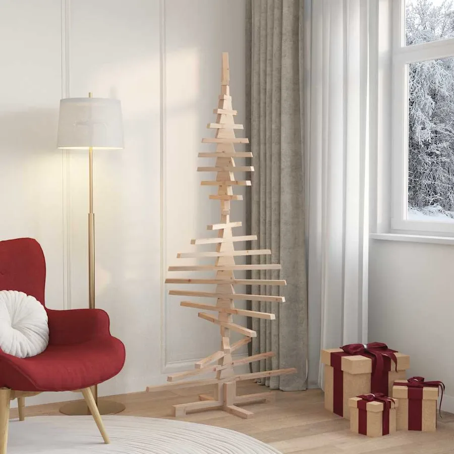 Arbre de Noël en bois pour décoration 180 cm bois massif de pin - 3