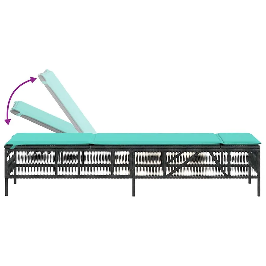 Ensemble de 2 chaises longues avec table gris résine tressée - 19