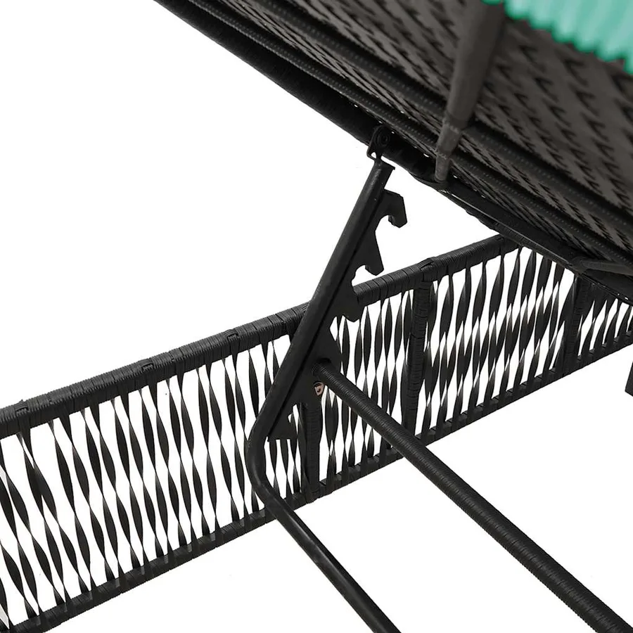Ensemble de 2 chaises longues avec table gris résine tressée - 20