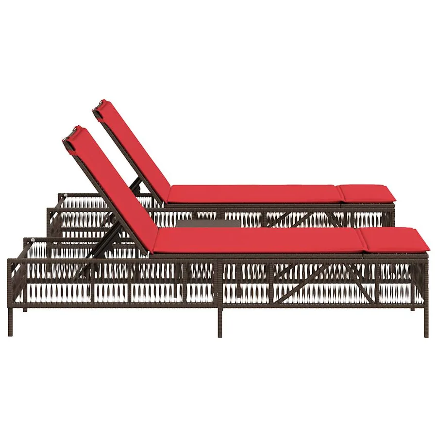 Ensemble de 2 chaises longues avec table gris résine tressée - 29