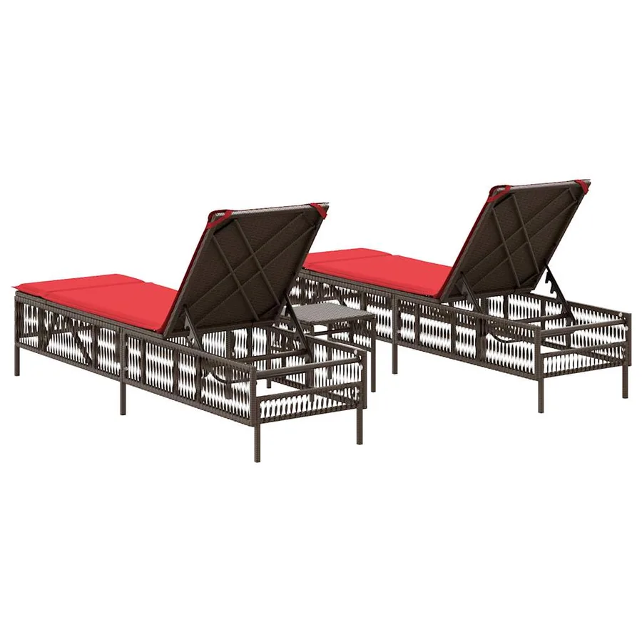 Ensemble de 2 chaises longues avec table gris résine tressée - 30