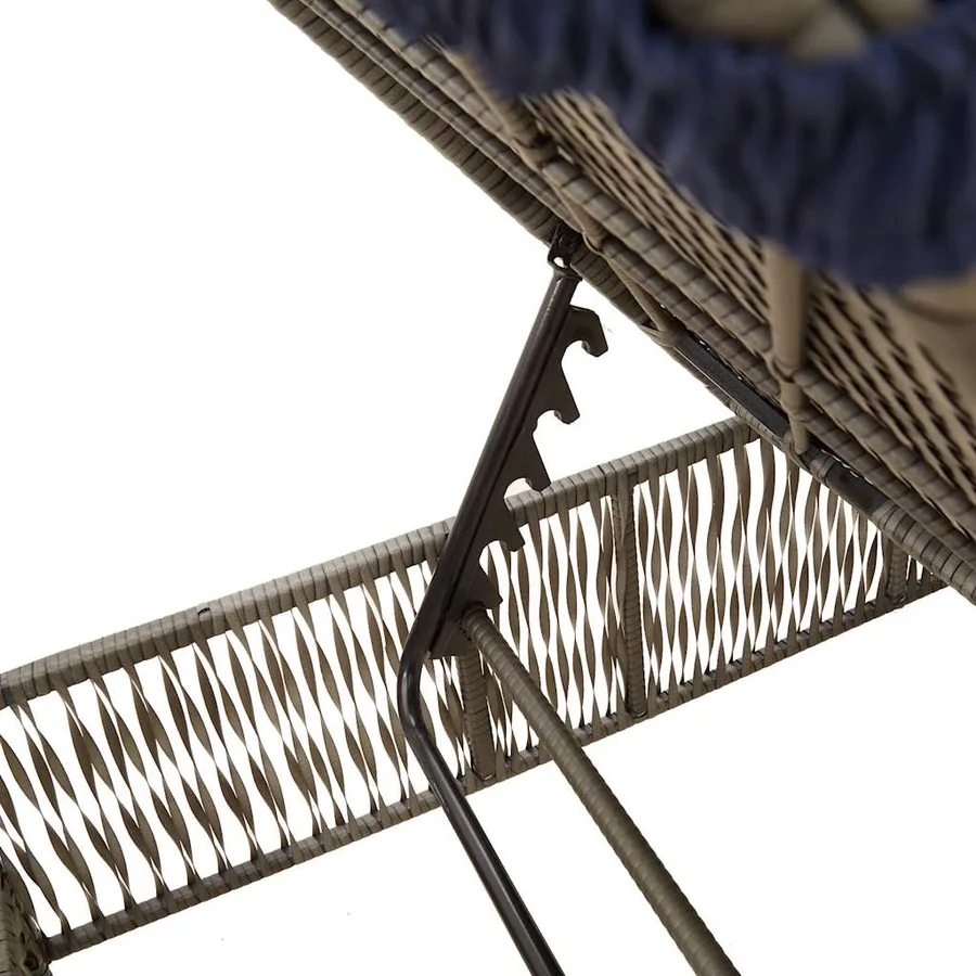 Ensemble de 2 chaises longues avec table gris résine tressée - 8