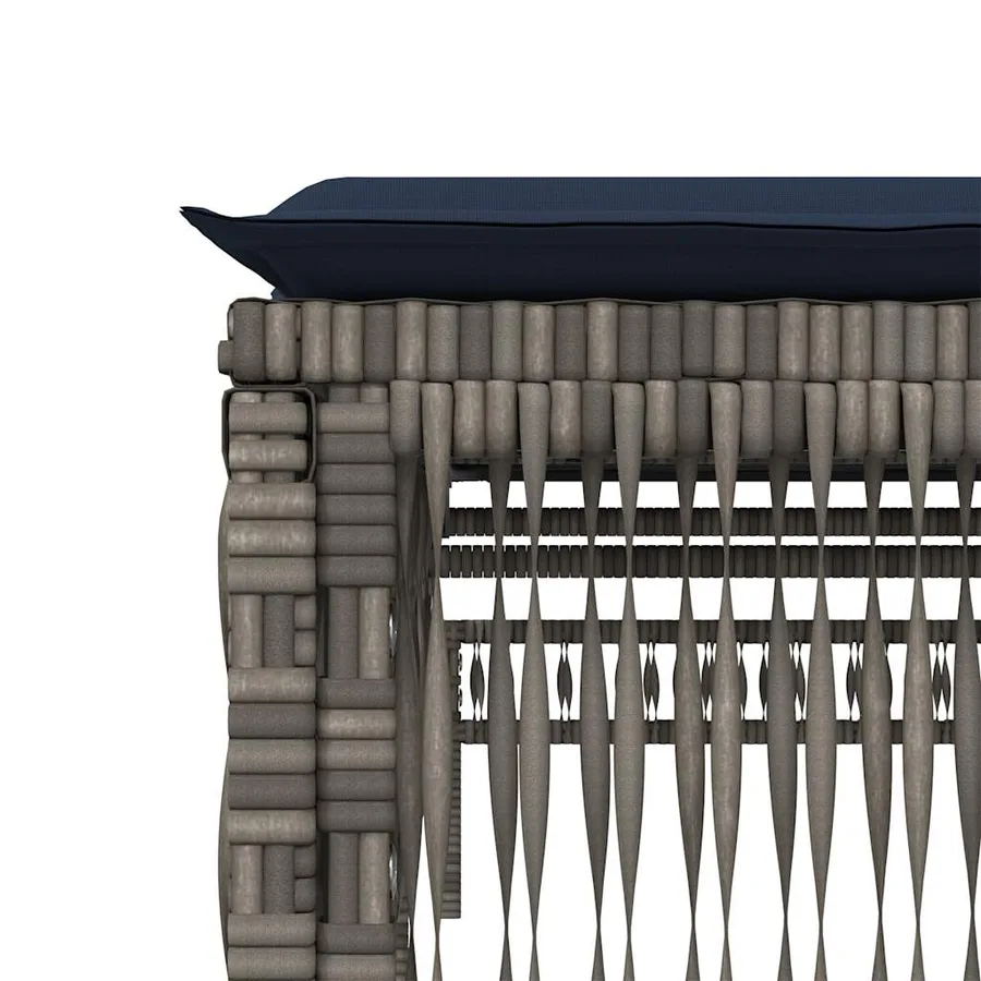 Ensemble de 2 chaises longues avec table gris résine tressée - 9