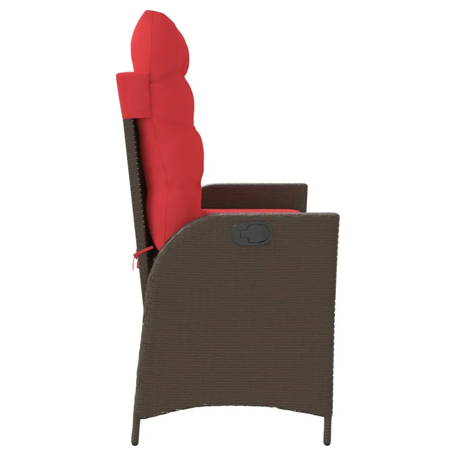 Banc inclinable de jardin avec coussins marron résine tressée - 4