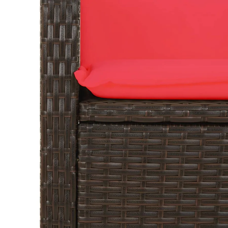 Banc inclinable de jardin avec coussins marron résine tressée - 7