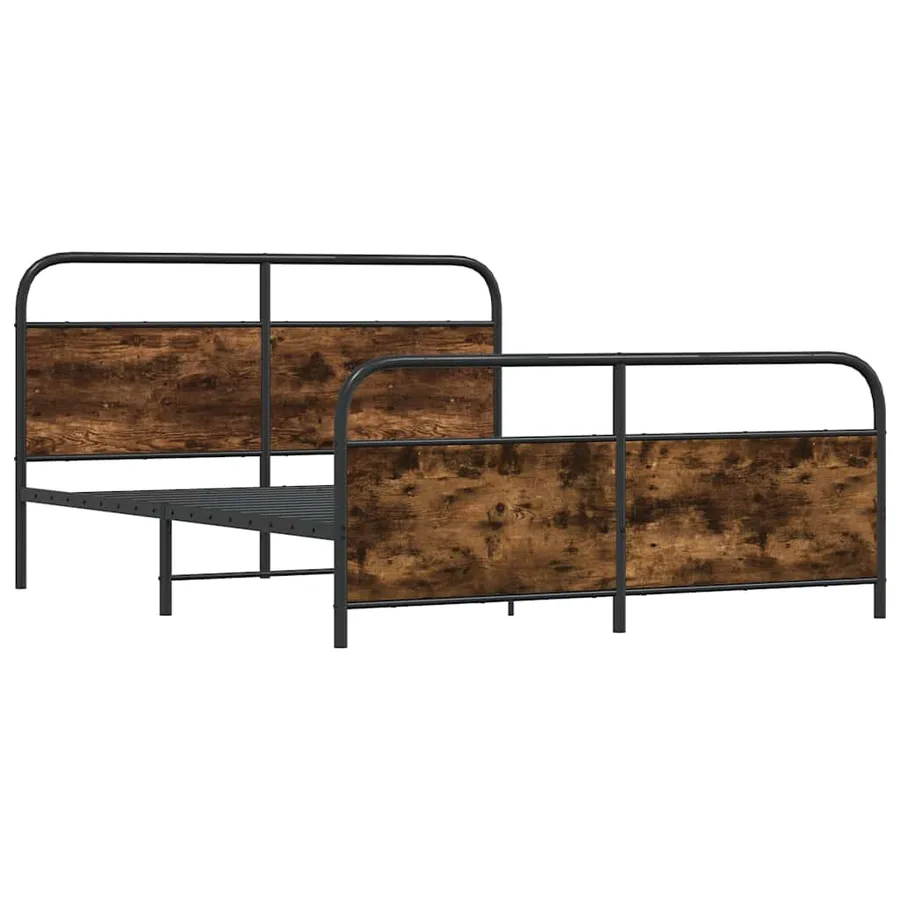 Cadre de lit en métal sans matelas chêne fumé 193x203 cm - 3