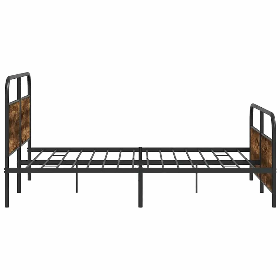 Cadre de lit en métal sans matelas chêne fumé 193x203 cm - 6