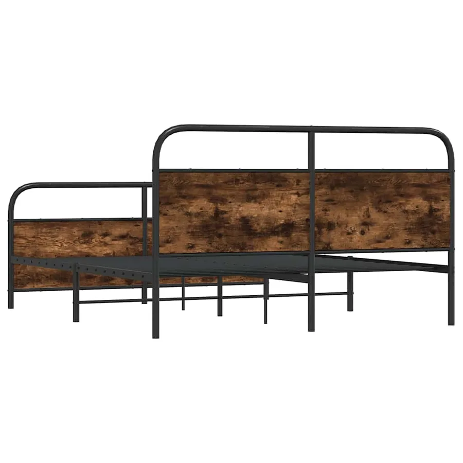 Cadre de lit en métal sans matelas chêne fumé 193x203 cm - 7