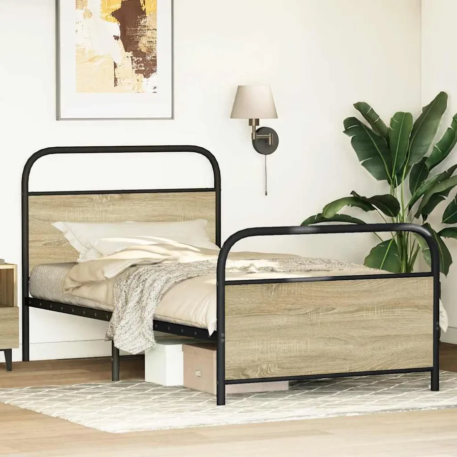 Cadre de lit sans matelas 90x190cm chêne sonoma bois ingénierie - 3