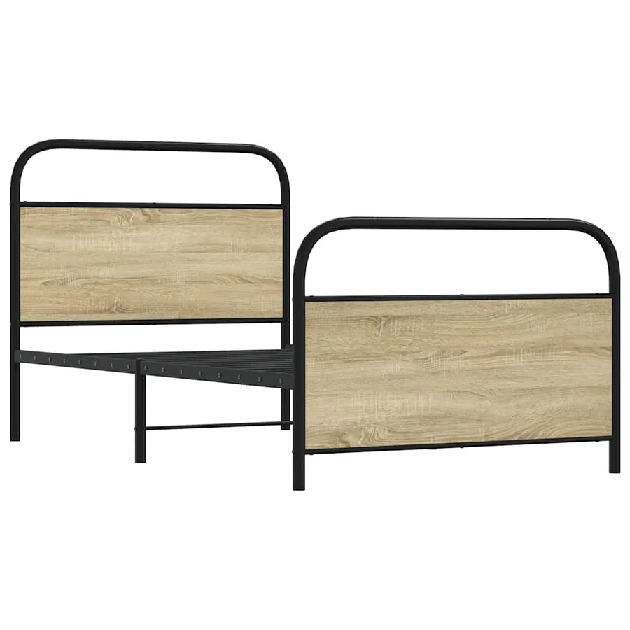 Cadre de lit sans matelas 90x190cm chêne sonoma bois ingénierie - 5