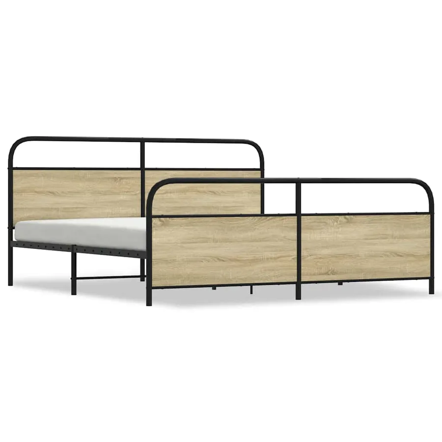 Cadre de lit en métal sans matelas chêne sonoma 200x200 cm - 2