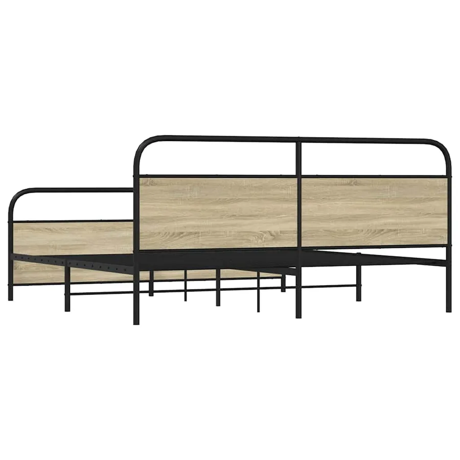 Cadre de lit en métal sans matelas chêne sonoma 200x200 cm - 6