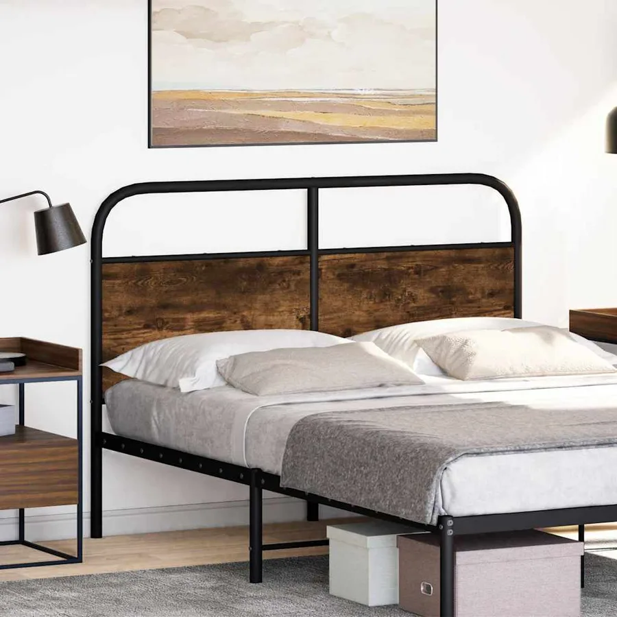 Tête de lit de remplacement chêne fumé 120 cm acier et bois d'ingénierie - 2