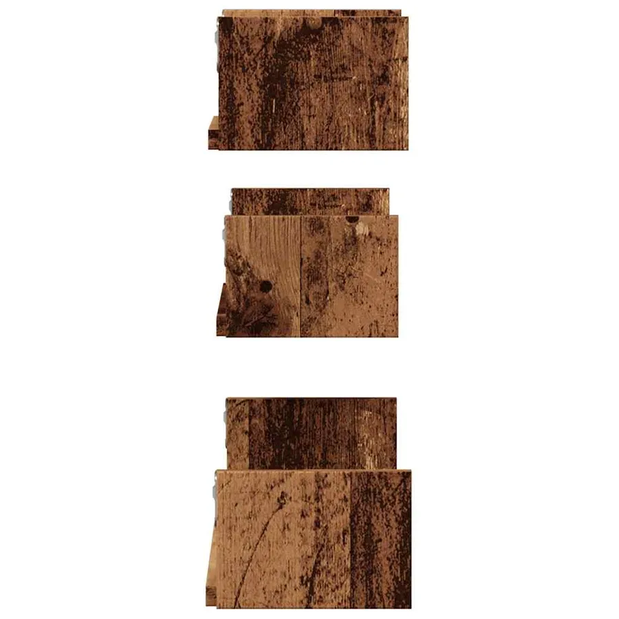 Étagères murales 3 pcs vieux bois bois d'ingénierie - 5