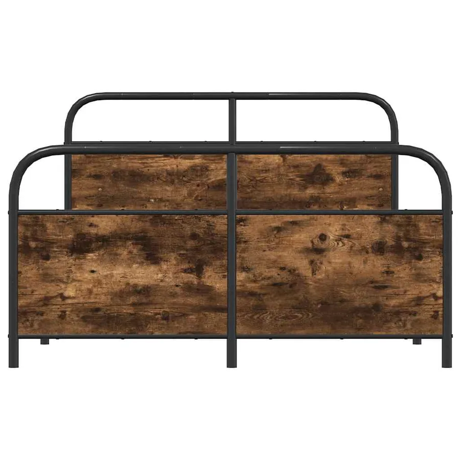 Cadre de lit en métal sans matelas chêne fumé 140x200 cm - 5