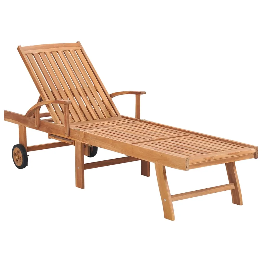 Chaises longues lot de 2 avec table et coussin Bois teck solide - 2