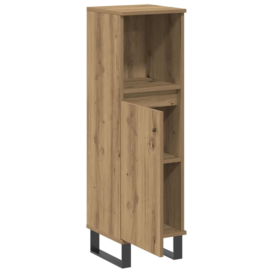 Armoire de salle de bain chêne artisanal 30x30x100 cm - 7