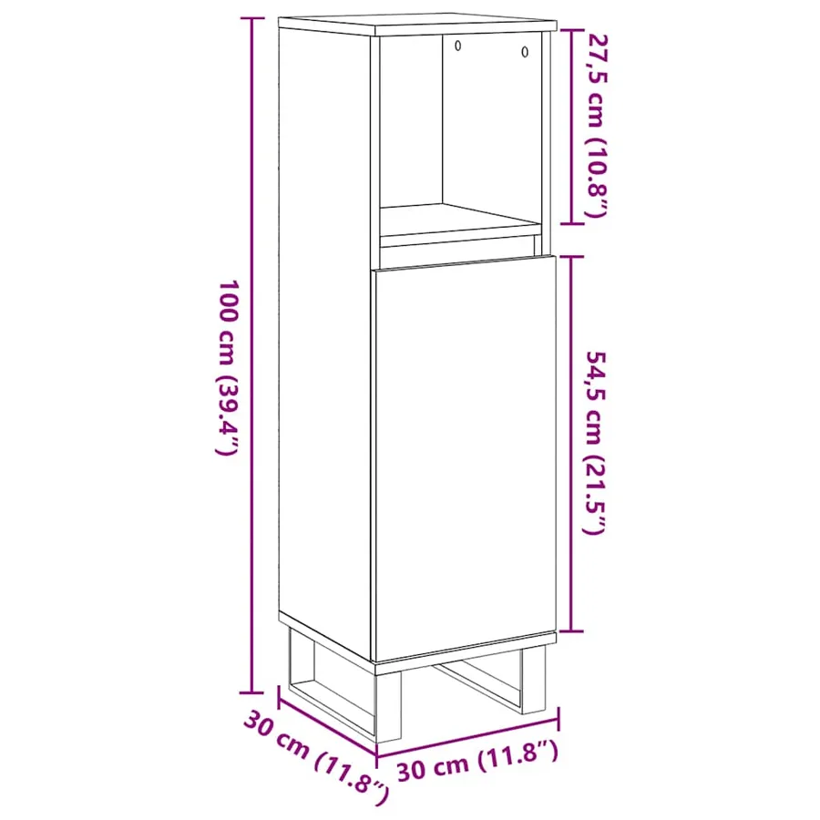 Armoire de salle de bain gris béton 30x30x100 cm - 10