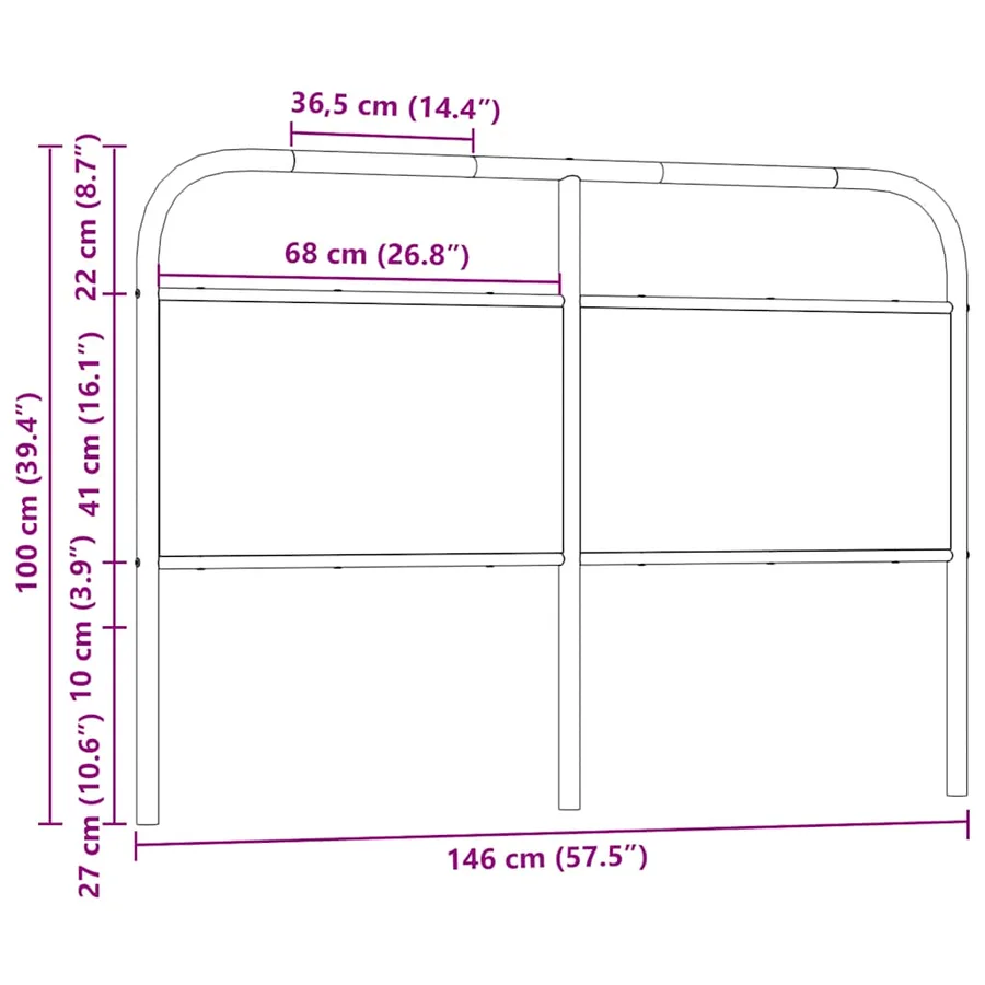Tête de lit de remplacement chêne fumé 140 cm acier et bois d'ingénierie - 7