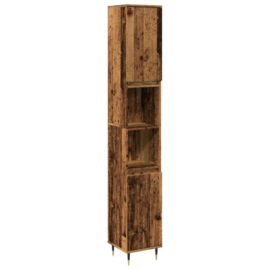 Armoire de salle de bain vieux bois 30x30x190cm bois ingénierie - 2