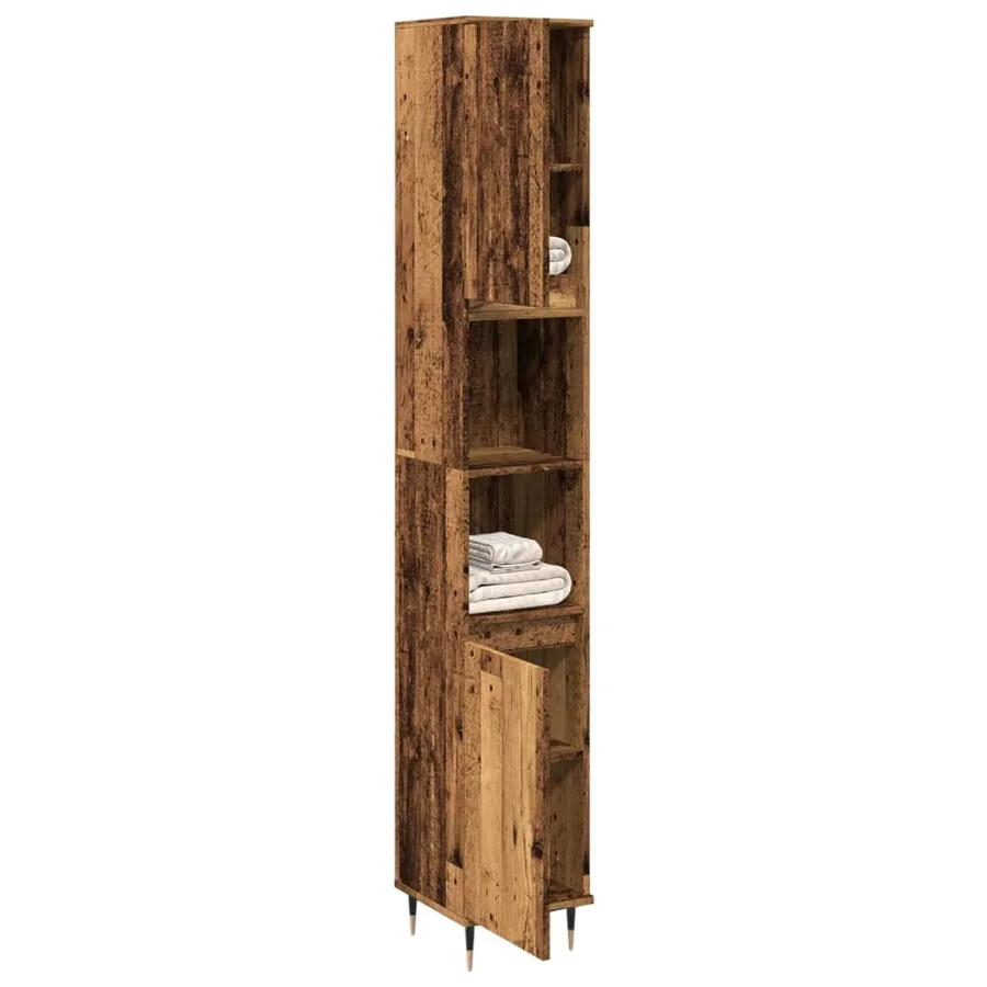 Armoire de salle de bain vieux bois 30x30x190cm bois ingénierie - 3