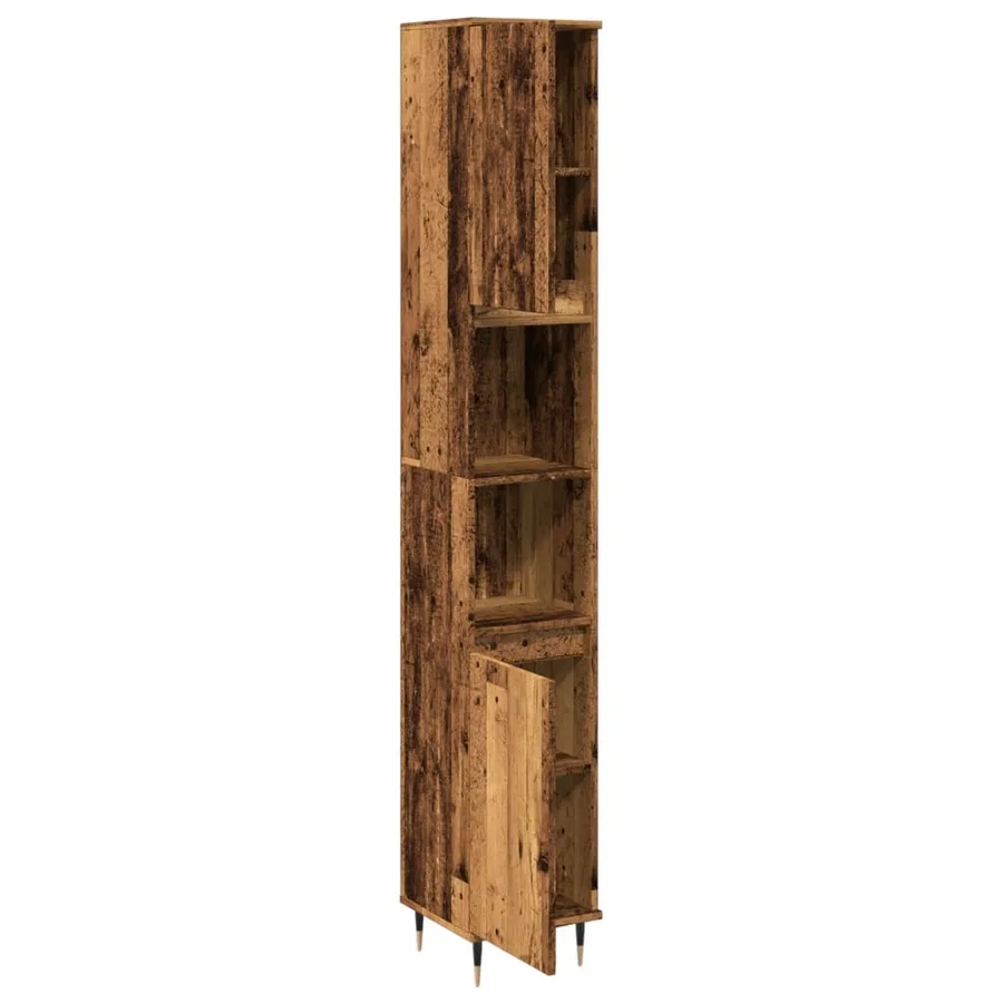 Armoire de salle de bain vieux bois 30x30x190cm bois ingénierie - 7