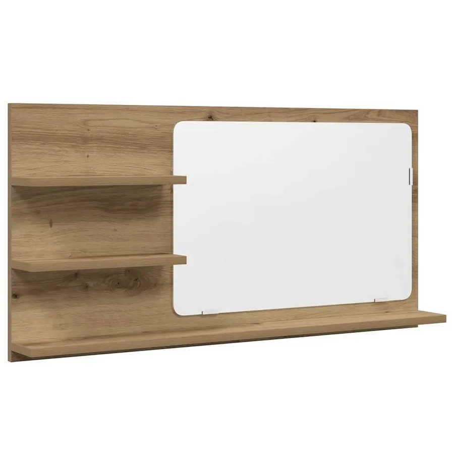 Armoire à miroir de salle de bain chêne artisanal 90x11x45 cm - 2