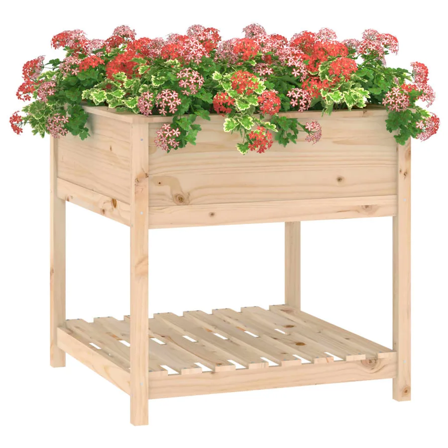 Jardinière avec étagère 82,5x82,5x81 cm Bois massif de pin - 4
