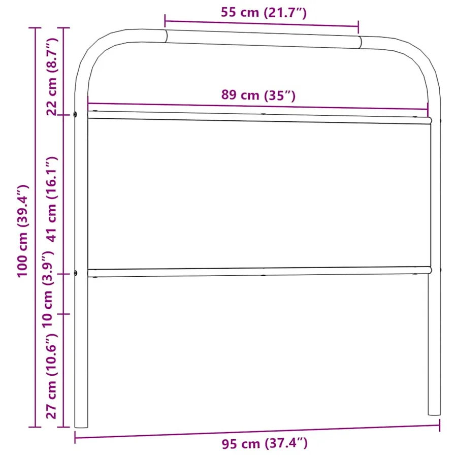 Tête de lit de remplacement chêne fumé 90 cm acier et bois d'ingénierie - 7