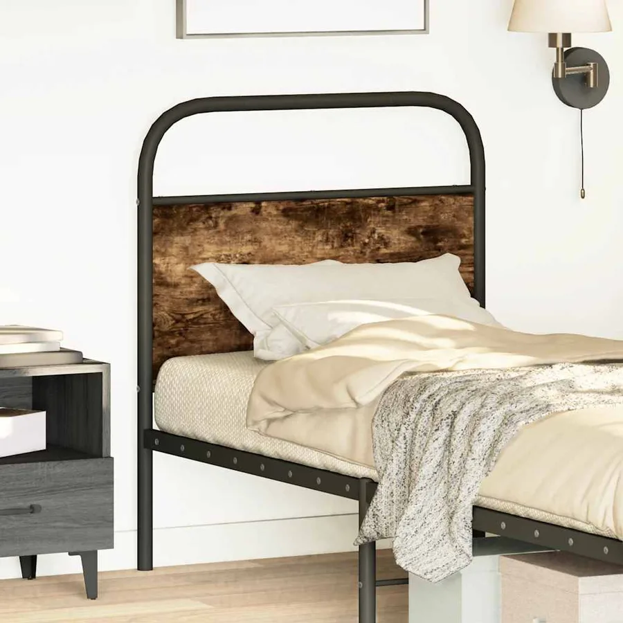 Tête de lit de remplacement chêne fumé 75 cm acier et bois d'ingénierie - 2