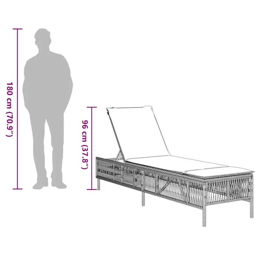 Chaise longue avec coussin marron résine tressée - 11