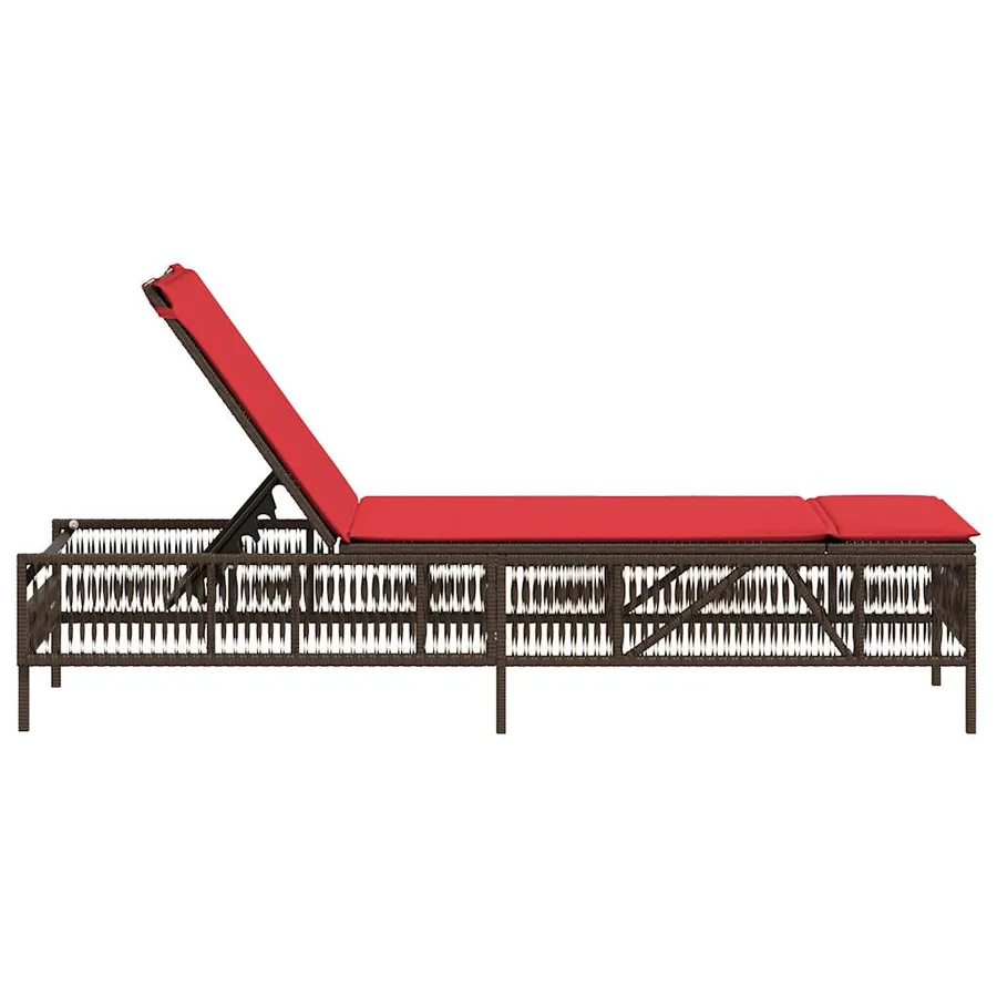 Chaise longue avec coussin marron résine tressée - 5