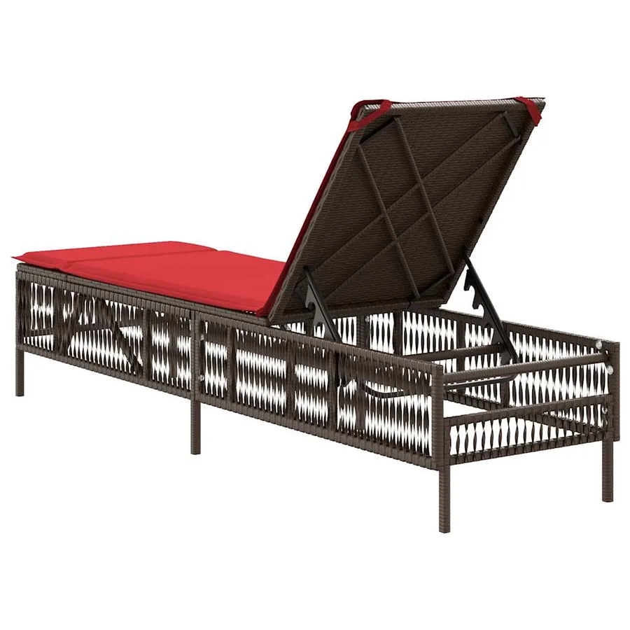Chaise longue avec coussin marron résine tressée - 6