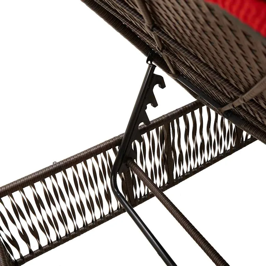 Chaise longue avec coussin marron résine tressée - 8