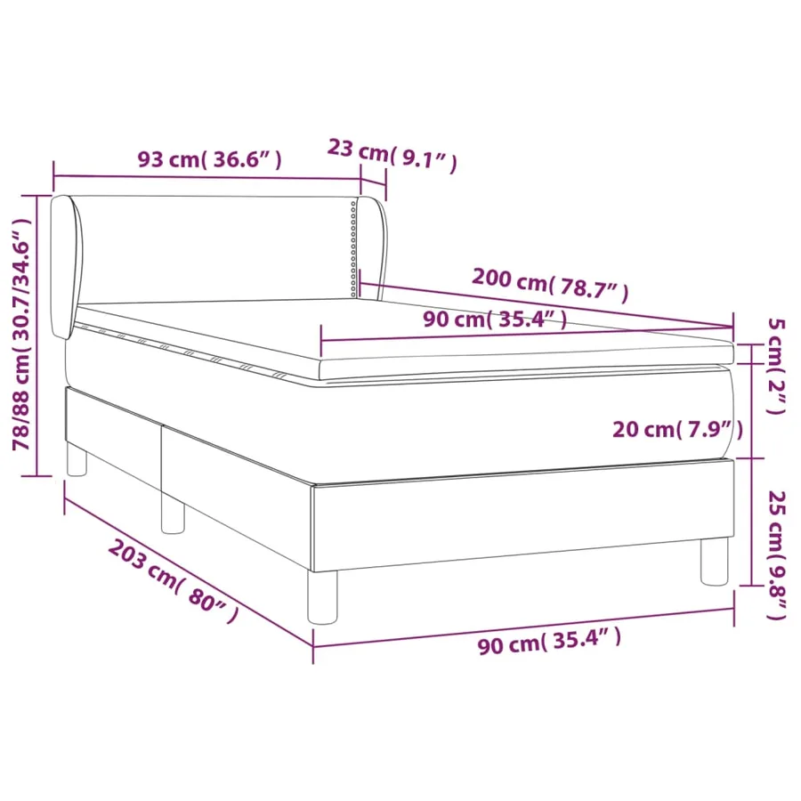 Sommier à lattes de lit et matelas Gris clair 90x200 cm Velours - 7
