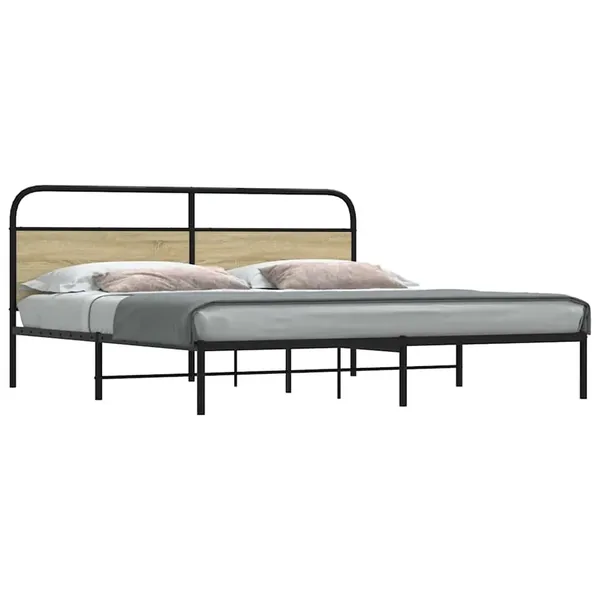 Cadre de lit en métal sans matelas chêne sonoma 180x200 cm