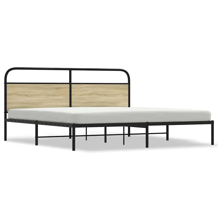Cadre de lit en métal sans matelas chêne sonoma 180x200 cm - 2