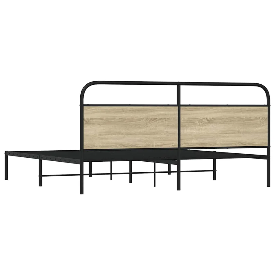 Cadre de lit en métal sans matelas chêne sonoma 180x200 cm - 6