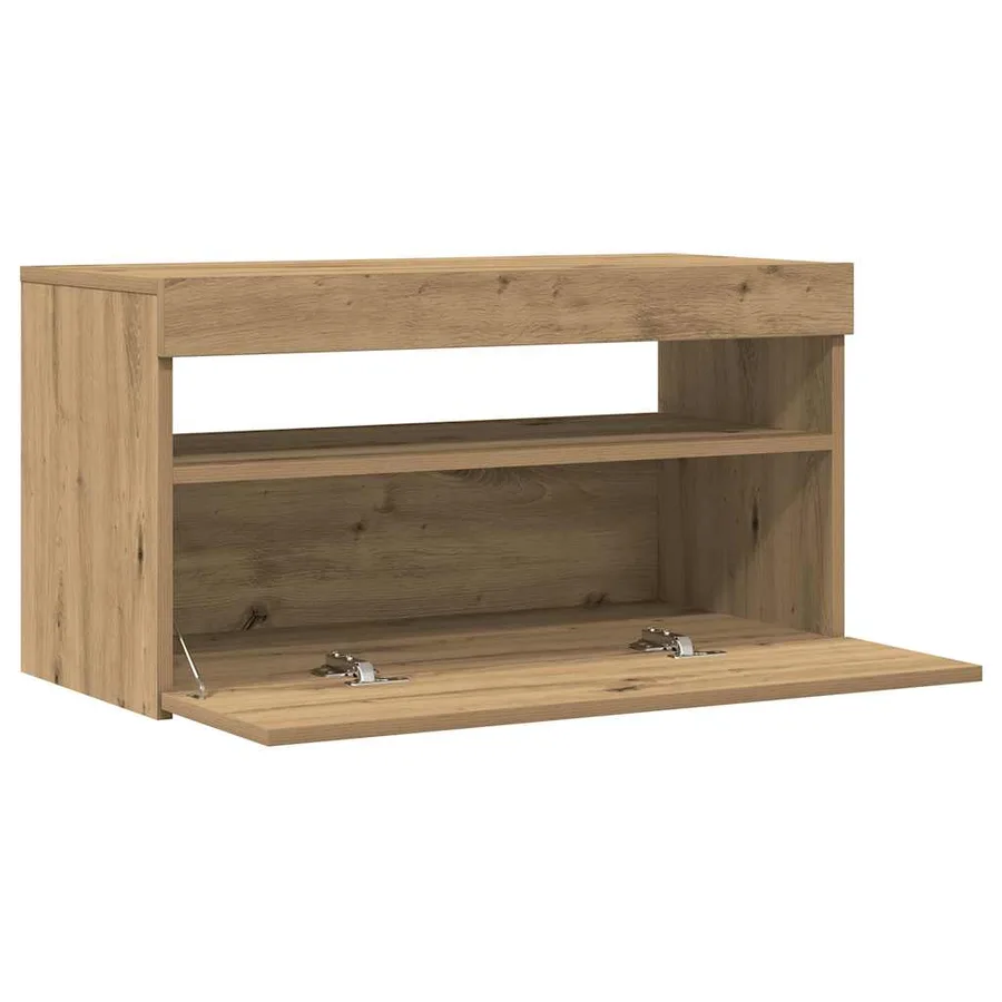 Meubles TV avec lumières LED 2 pcs chêne artisanal - 16