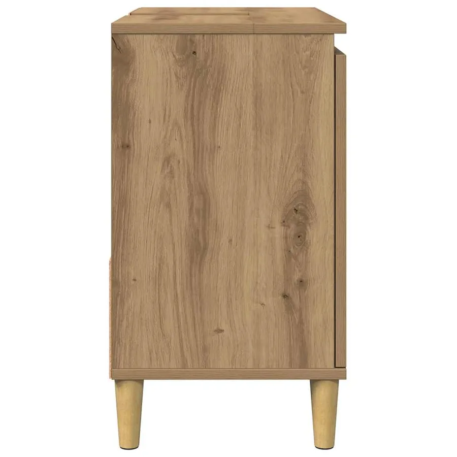 Armoire lavabo chêne artisanal 65x33x60 cm bois d'ingénierie - 6