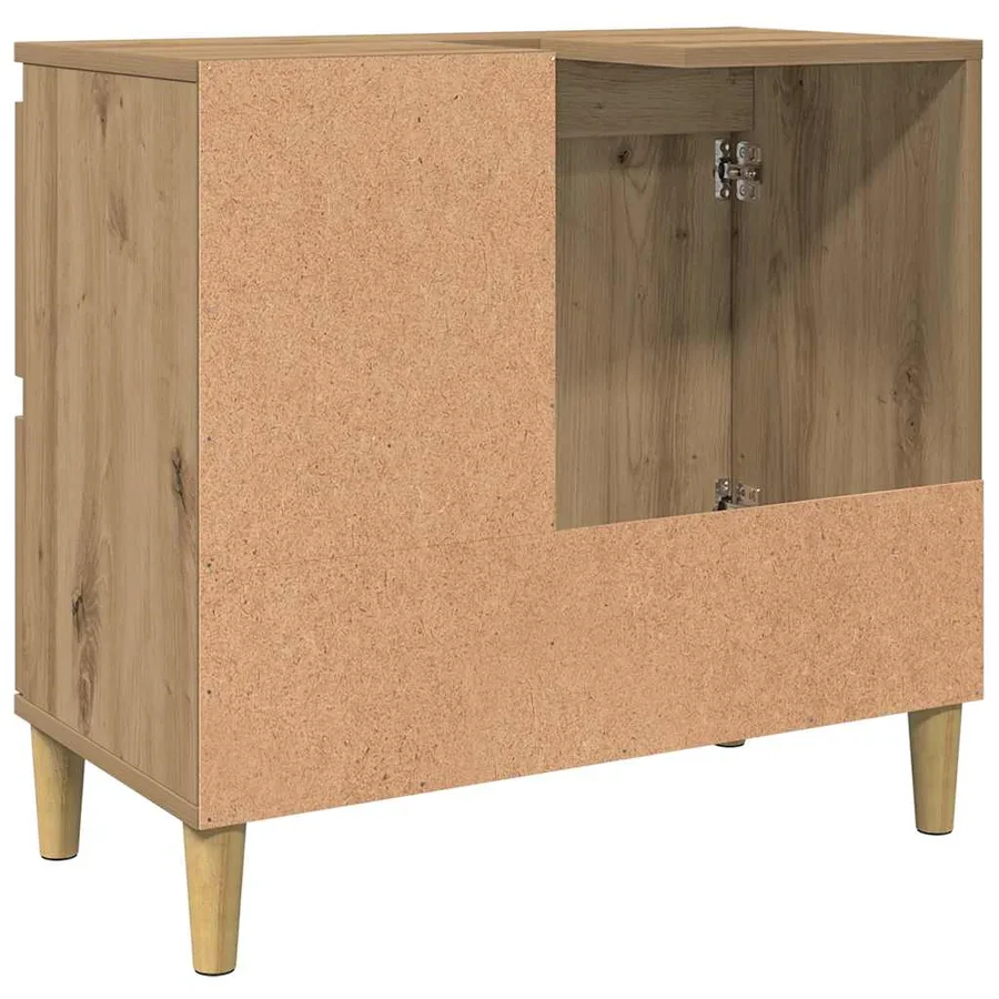 Armoire lavabo chêne artisanal 65x33x60 cm bois d'ingénierie - 7