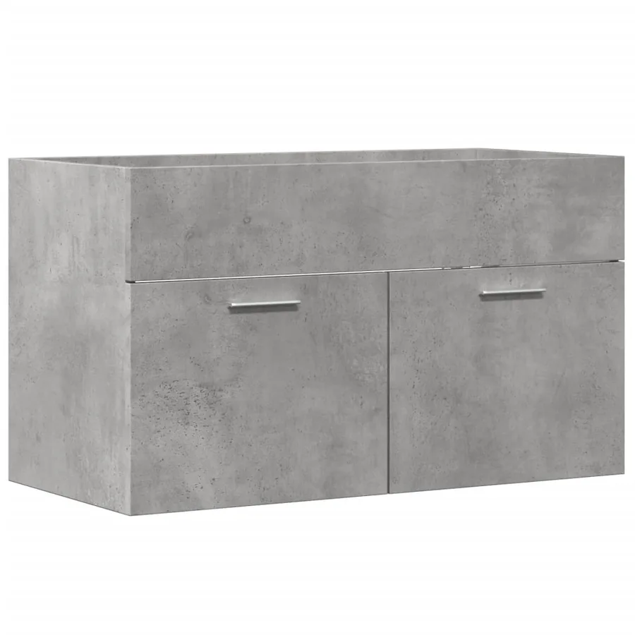 Armoire de lavabo de salle de bain gris béton bois d'ingénierie - 2