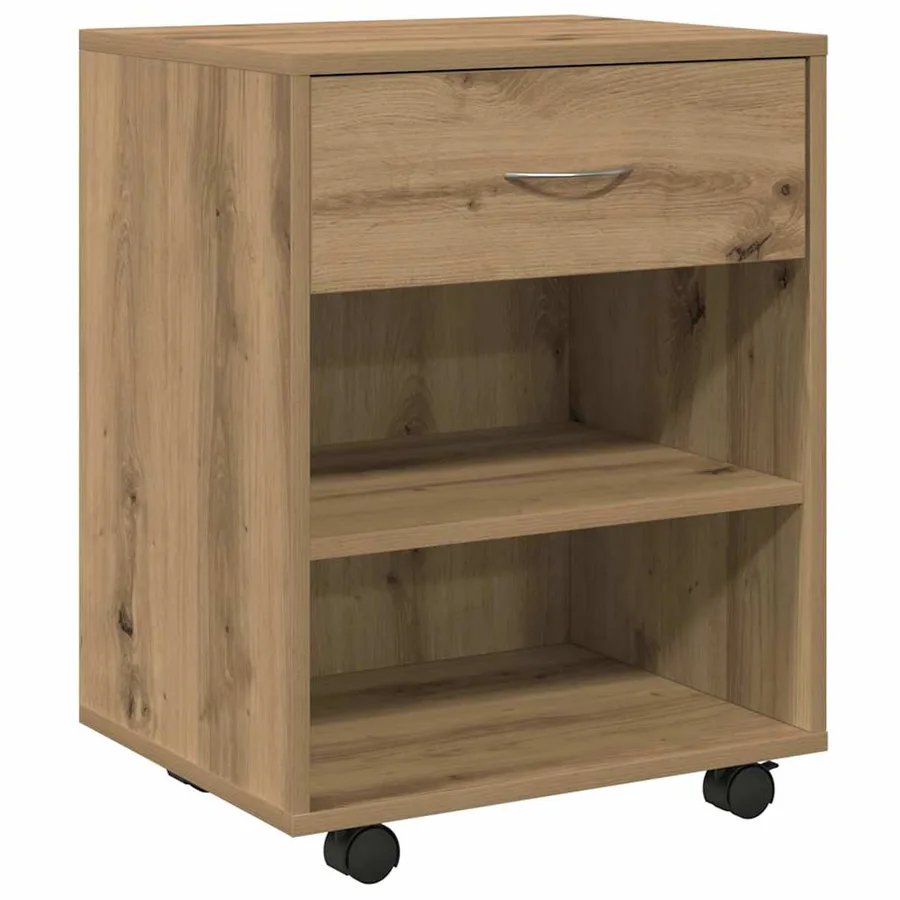 Armoire roulante chêne artisanal 46x36x59 cm bois d'ingénierie - 2